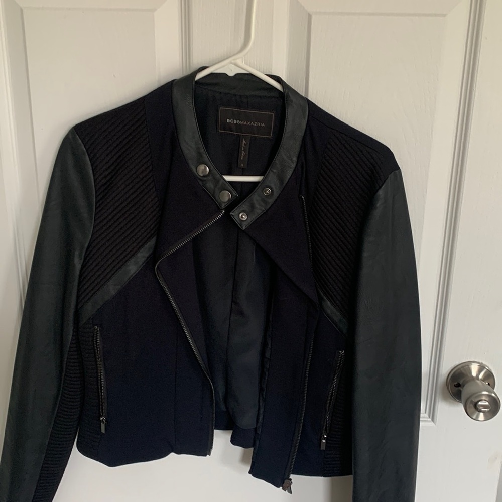 BCBG black and blue moto jacket